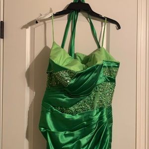 Green sequined homecoming dress